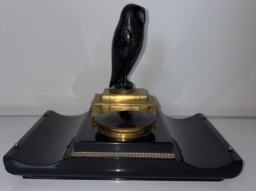 Antique owl figural inkwell - antique,