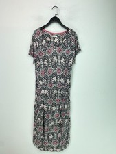 White Stuff Grey Bird Print Knee Length Shift Short Sleeve Pockets Dress UK 14