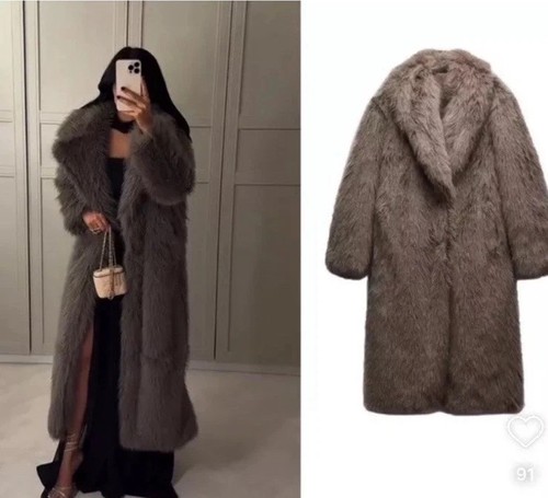 Zara long faux - long, taupe