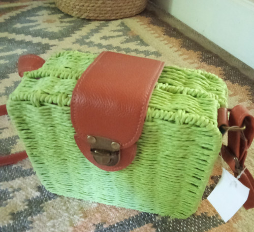 New green wicker - wicker, bag