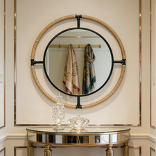 Large Rustic Round Mirror with