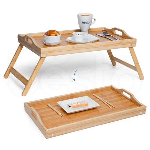 Bamboo wooden bed tray with - tray,