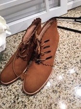 F-Troupe Women's Leather Booties Lace Up Tan  Shoes Ret $350 Anthropologie 10