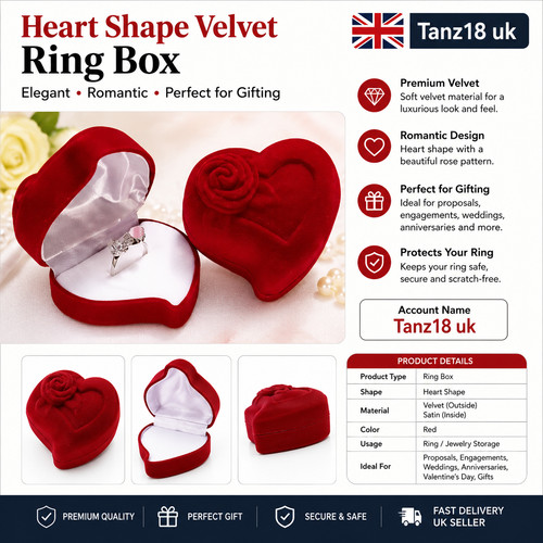 Heart velvet ring - heart, rose