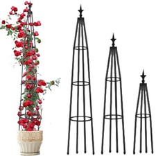 Garden Obelisk Trellis Metal Outdoor Climbing Plant Support Frame 90/130/170cm