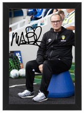 MARCELO BIELSA SIGNED PHOTO PRINT LEEDS UNITED FRAMED OPTION AUTOGRAPH BUCKET