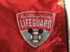 Walt Disney World genuine lifeguard shorts in red with Mickey ears logo IZOD PFX