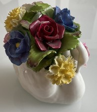 Vintage Aynsley Bone China Swan & Flower Posy Figure Made In England Perfect