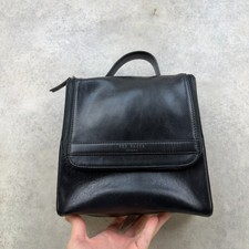 Ted Baker London Black Leather Wash Bag Toiletry Travel Bag 100% Leather BNWOT