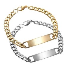 Personalized Stainless Steel Engravable Cuban Chain ID Bracelet Gift For Him/Her