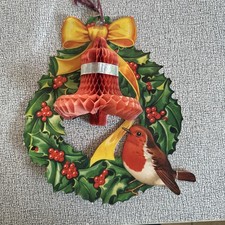 Vintage Paper Robin Lantern/ Bell Christmas Decoration