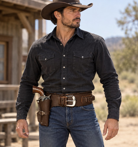 Cowboy gun holster brown high - cowboy,