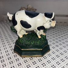 Vintage Small Cast Iron Spotted Pig Doorstop Ornament