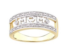 9ct Yellow Gold on Silver Diamond MUM Ring sizes J - V