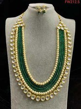 Bollywood Layered Kundan Bridal Rani Haar Long Pakistani Indian Necklace Set New