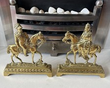 PAIR VINTAGE BRASS FIRESIDE