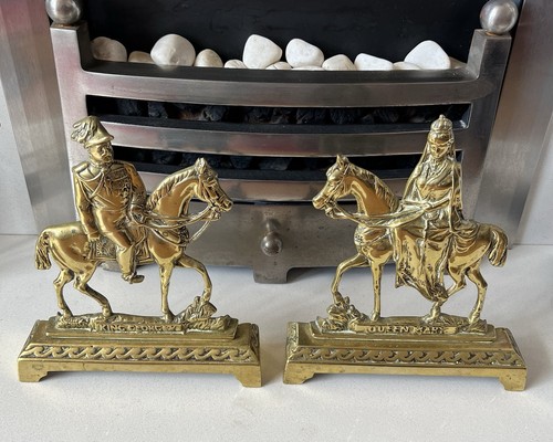 Pair vintage brass fireside - pair,