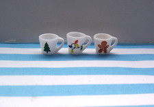 DOLLS HOUSE, MUGS, 12TH, CHRISTMAS, WHITE, 3D, GINGERBREAD MAN, TREE, LIGHTS, H