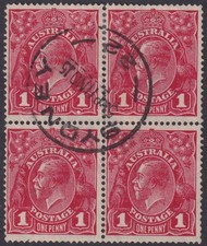 AUST KGV 1d RED SINGLE WMk