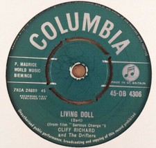 Cliff Richard & The Drifters : Living Doll : Vintage 7" Single from 1959.