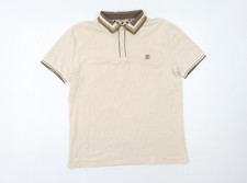 Gabicci Men's Beige Polo Shirt Size S Short Sleeve
