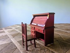 Mahogany Roll-Top Desk & Chair