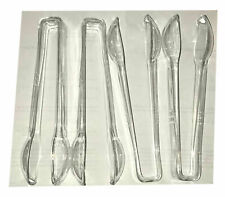 Plastic Tongs Clear Disposable Serving Salad Ice Buffet BBQ Tong Kitchen 6 1/2" 