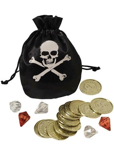 Pirate gold coins jewels pouch - pirate,