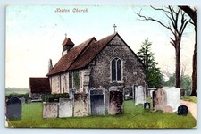 POSTCARD KESTON CHURCH BROMLEY- 1914 - GRAVESTONES GRAVES