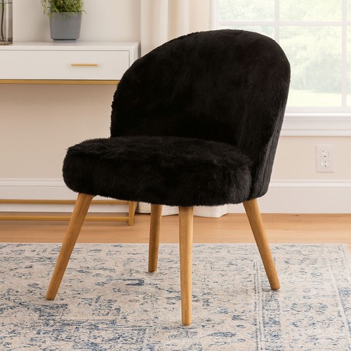 Black fur effect chair - fur,