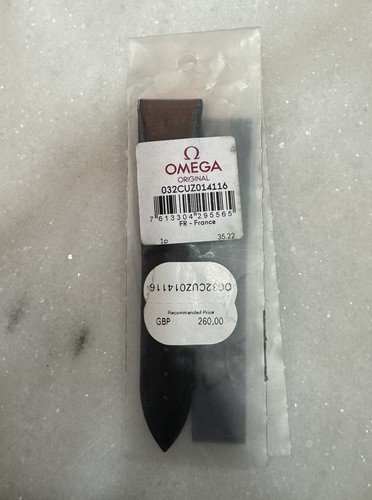 Omega leather black strap - leather, 20mm