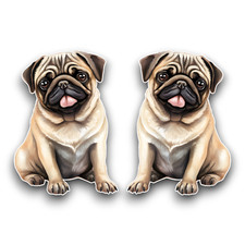 2x Small Cute Pug Puppy Dog