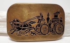 VTG Baron Brass Belt Buckle 1978 Baron Horse Drawn Wagon Steam Pump Fire Engine