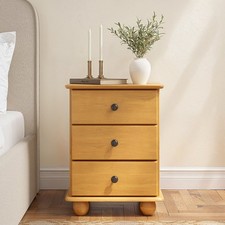 Pine 3 Drawer Bedside Table -