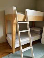 Oeuf NYC Perch Bunk Bed with Ladder & 2 High quality Organic Mattresses & Cover