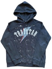 TRAPSTAR Mens Hoodie Size Medium M Black Hooded Sweatshirt Paint Splat Print