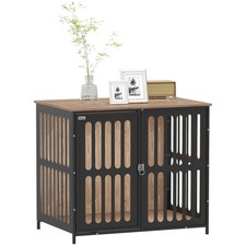 Dog Crate Furniture with Anti-Chew Resistant Mesh Anti-Escape Single Door Brown