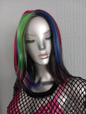 Rainbow Wig Gothic Alternative Fake Scalp Synthetic Wig 