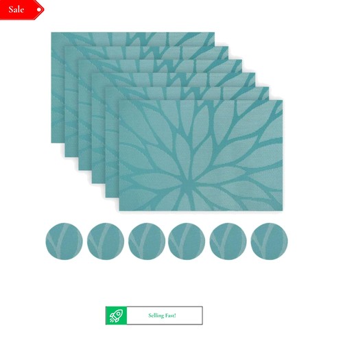 Pcs teal vinyl placemat and - 6,