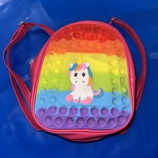 Pop Push Bubble Unicorn Hand Bag Fidget Toy Rainbow it Stress Relief Rucksack S