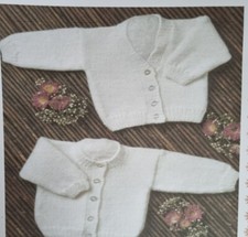 EASY Knitting Pattern Prem  Baby/Toddler Cardigan V Round Neck prem 12- 22"(577)