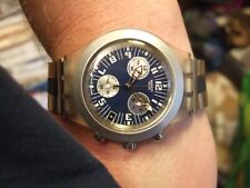RARE Men's Swatch IRONY Diaphane VAGUE BLEUE SVCK4004GP Blue Dial Chrono Watch!