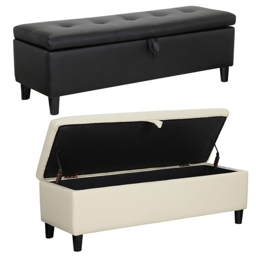 Faux leather ottoman storage - ottoman,