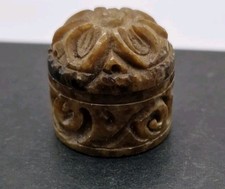 lidded box stone carved gemstone box with flowers brown 