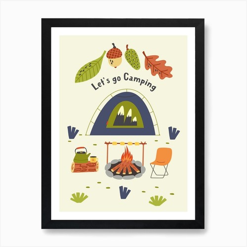 Camping tent art print - art, framed