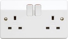 MK Logic Plus Double Socket - 13A, 2 Gang, White, Antimicrobial