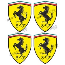 Car sticker x4 Ferrari Shield 75x56mm decals Car Truck bumper window panel metal