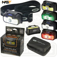 NGT Head Torch Headlamp Fishing Red Green White 330 Lms Rechargeable Sensor Beam