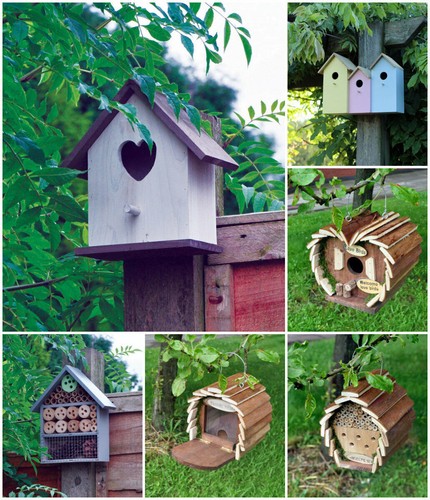 Outdoor wooden bird house - wooden,