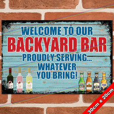 BACKYARD BAR 30cm Metal Signs